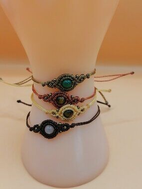 Spiritual Amulet Bracelet Macrame Natural Stone